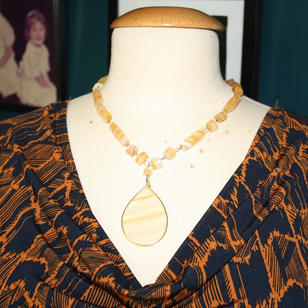 SOLD!!    Gold Stone Necklace